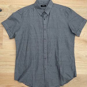 Theory S/S Button Down Medium Blue Gray Gingham